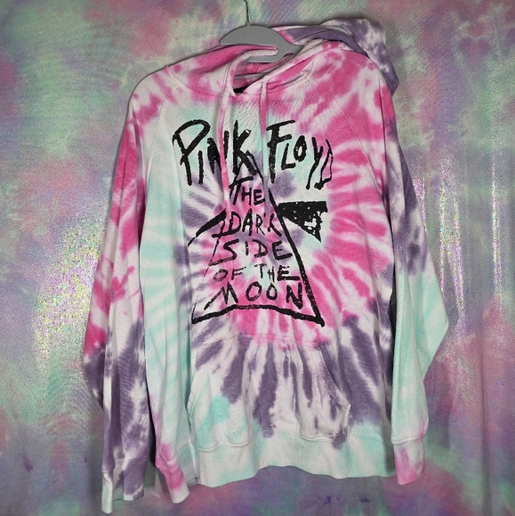 Torrid Pink Floyd Purple Pink Blue Tie-Dye Hoodie Size 0/Large - Picture 2 of 8